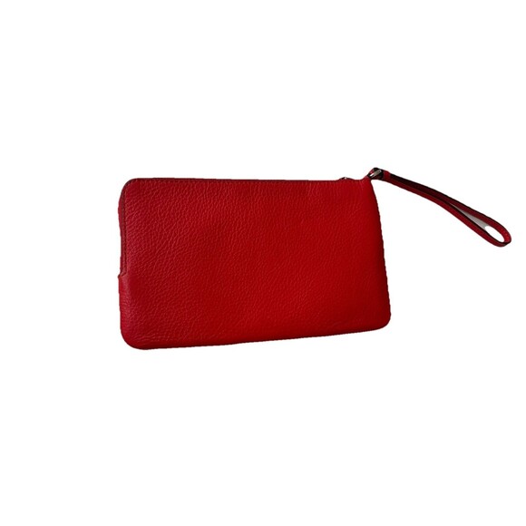 Coach Tan and Red Wristlet with Classic C Logo Wristlet Double Zipper - Picture 2 of 6